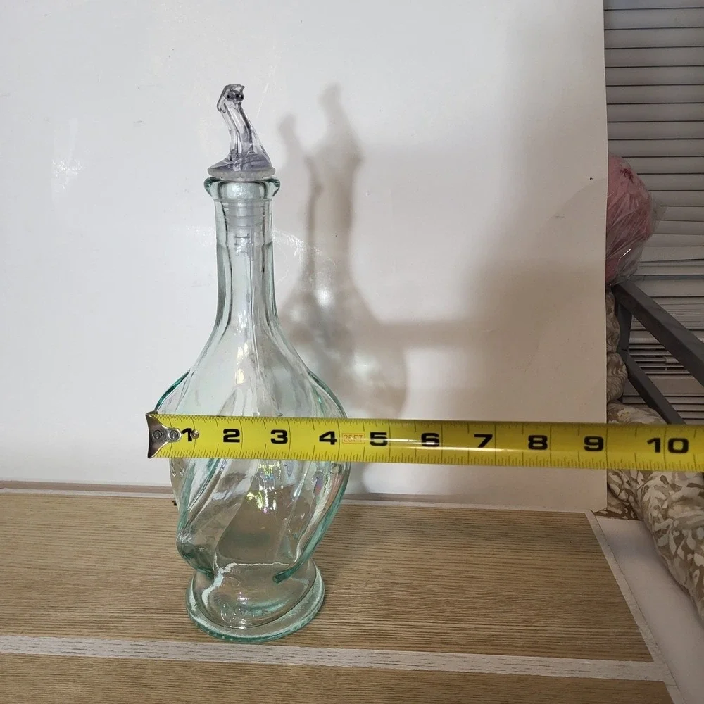 Vintage Italian Iridescent Twisted Swirl Glass Decanter Made in Italy 12in